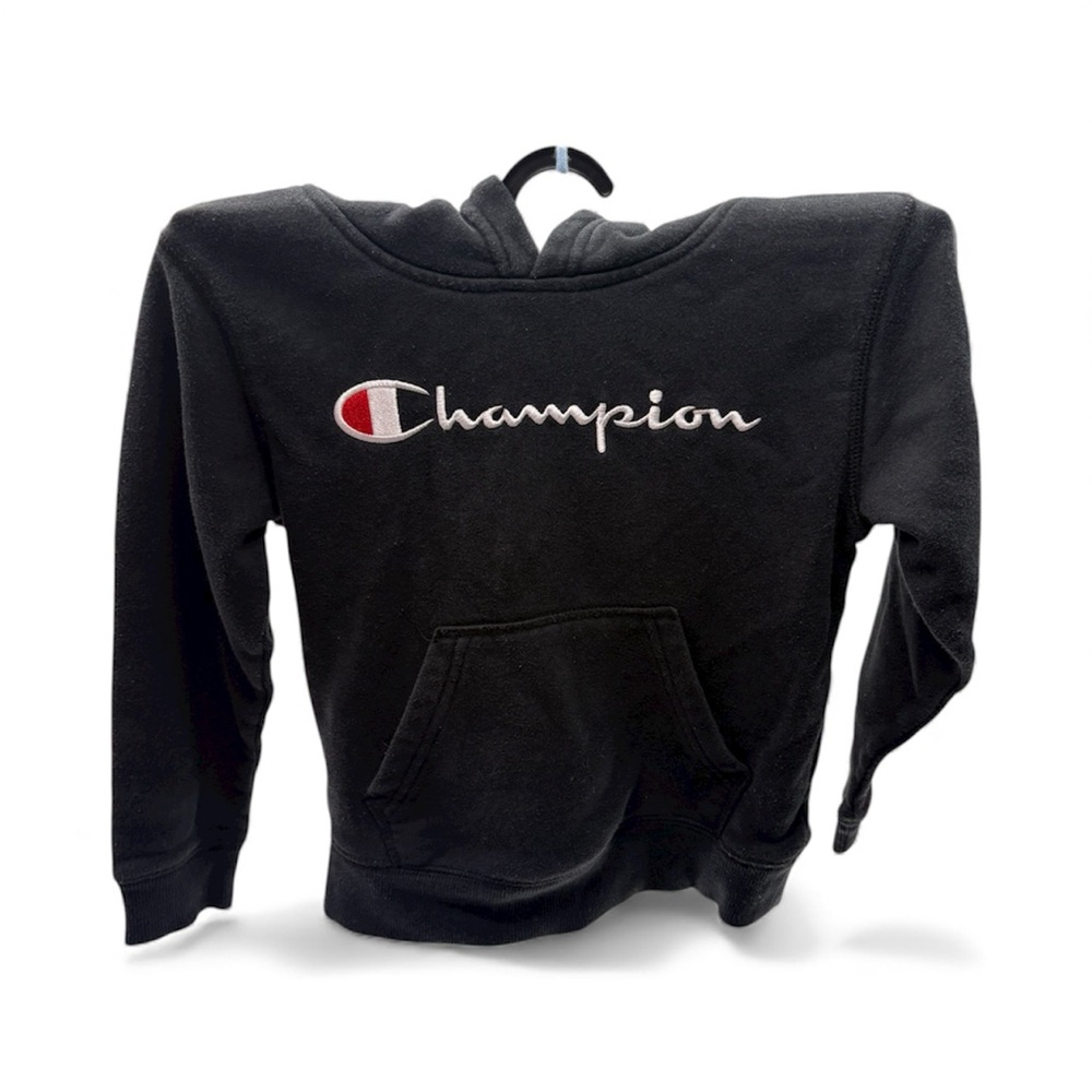 Champion Kids Black and Gray Athletic Pullover Hoodie Size 6 Relaxed Fit